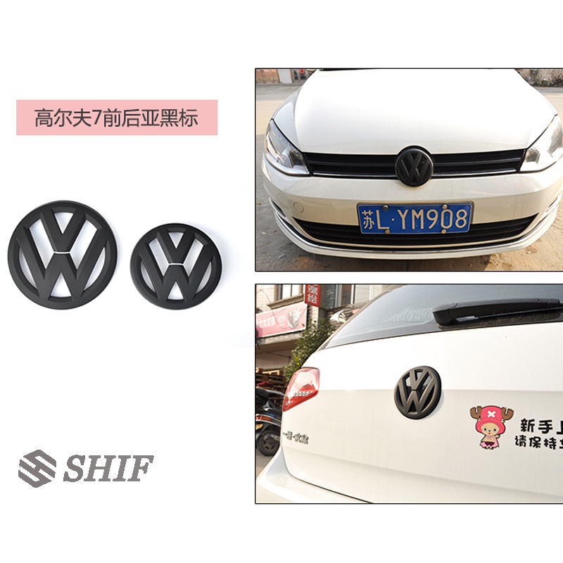 2pcs Emblem / Badge Logo Depan / Belakang Warna Hitam Matte Untuk Volkswagen Golf MK6 7 7.5