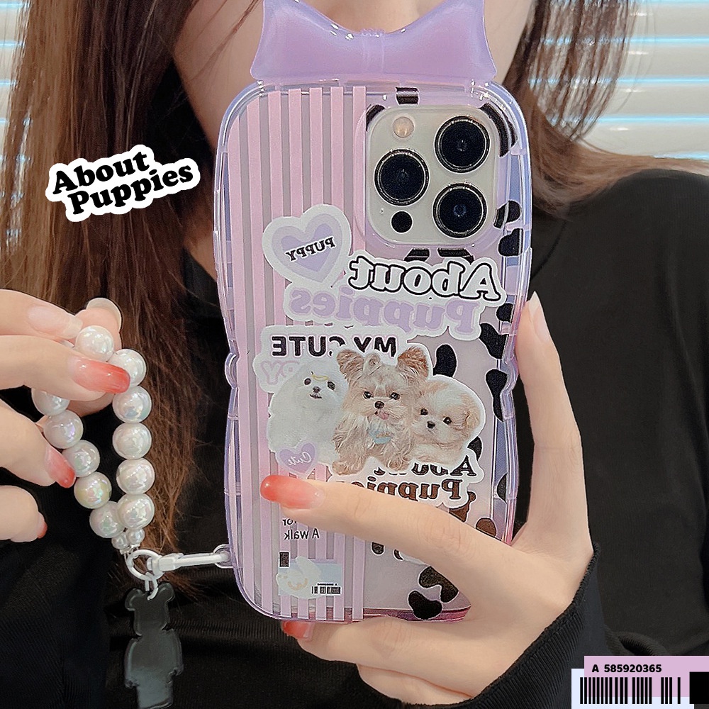 Soft Case Silikon Motif Kartun Anjing Lucu Dengan Rantai Untuk Iphone X XR XM 11 12 13 PRO MAX