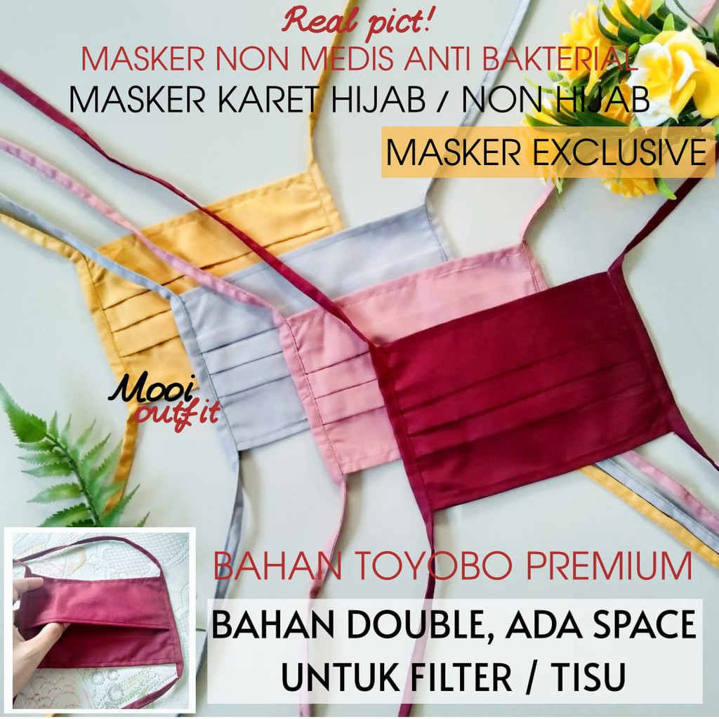 (Bisa Cod) Masker Exclusive Bahan Toyobo 2 Lapis Ada Tempat Filter/Tisu Anti Droplets