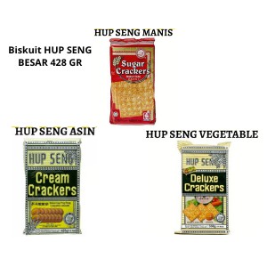 

Biskuit Hup Seng 428gr Cap Ping Pong Hupseng Crackers - Asin Original - Manis Gula - Vegetable sayur
