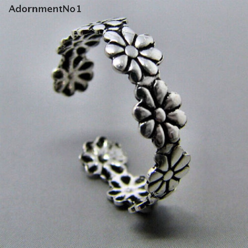 (AdornmentNo1) Cincin Jari Kaki Lapis Silver 925 Adjustable Untuk Perhiasan Wanita / Pantai