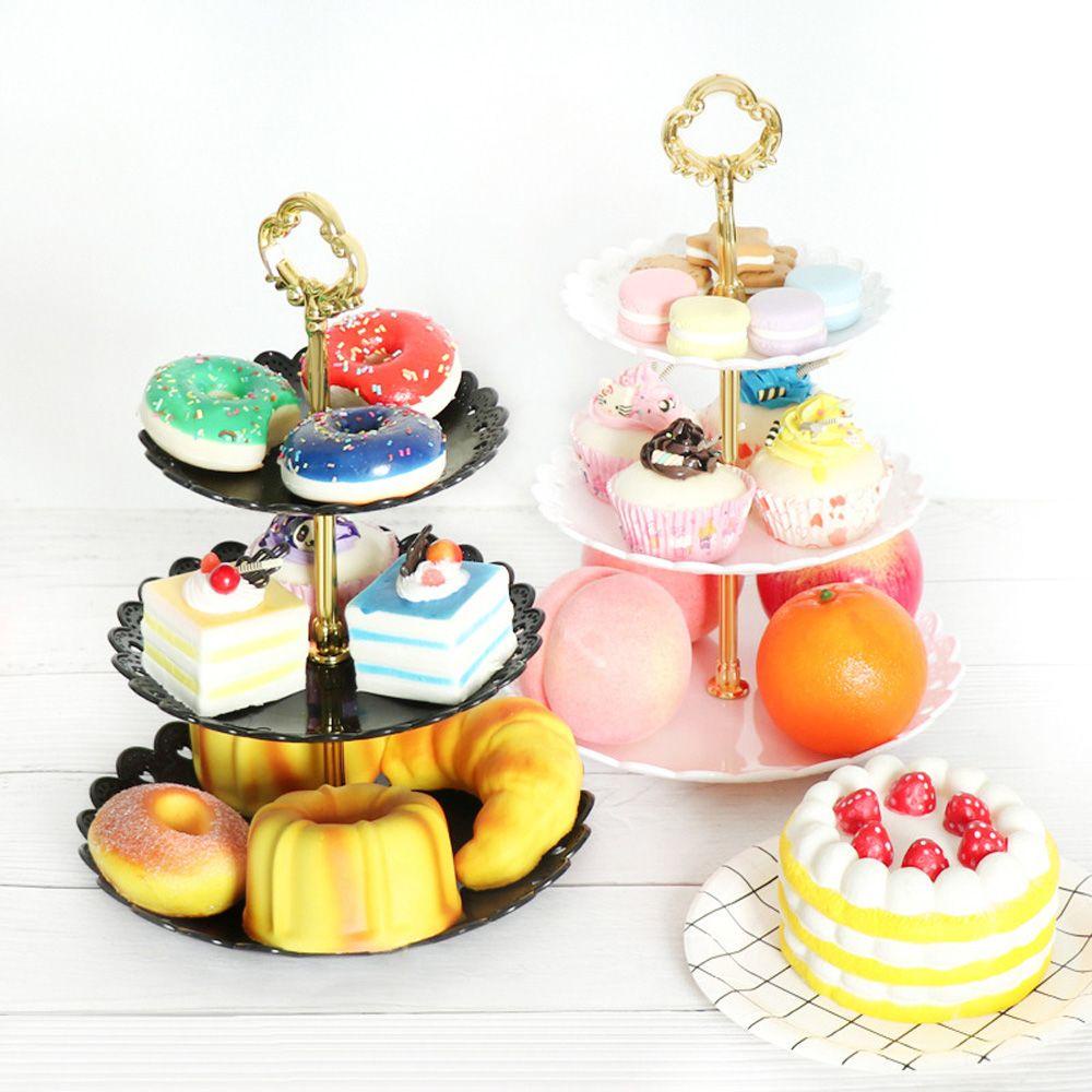 [Elegan] Cake Stand Evening Tea Rak Plastik Tempat Pesta Nampan Buah