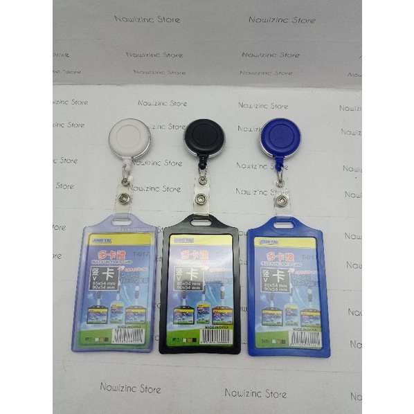 

Gantungan id card yoyo putar list chrome dengan tempat id card ruber 2 kartu t017