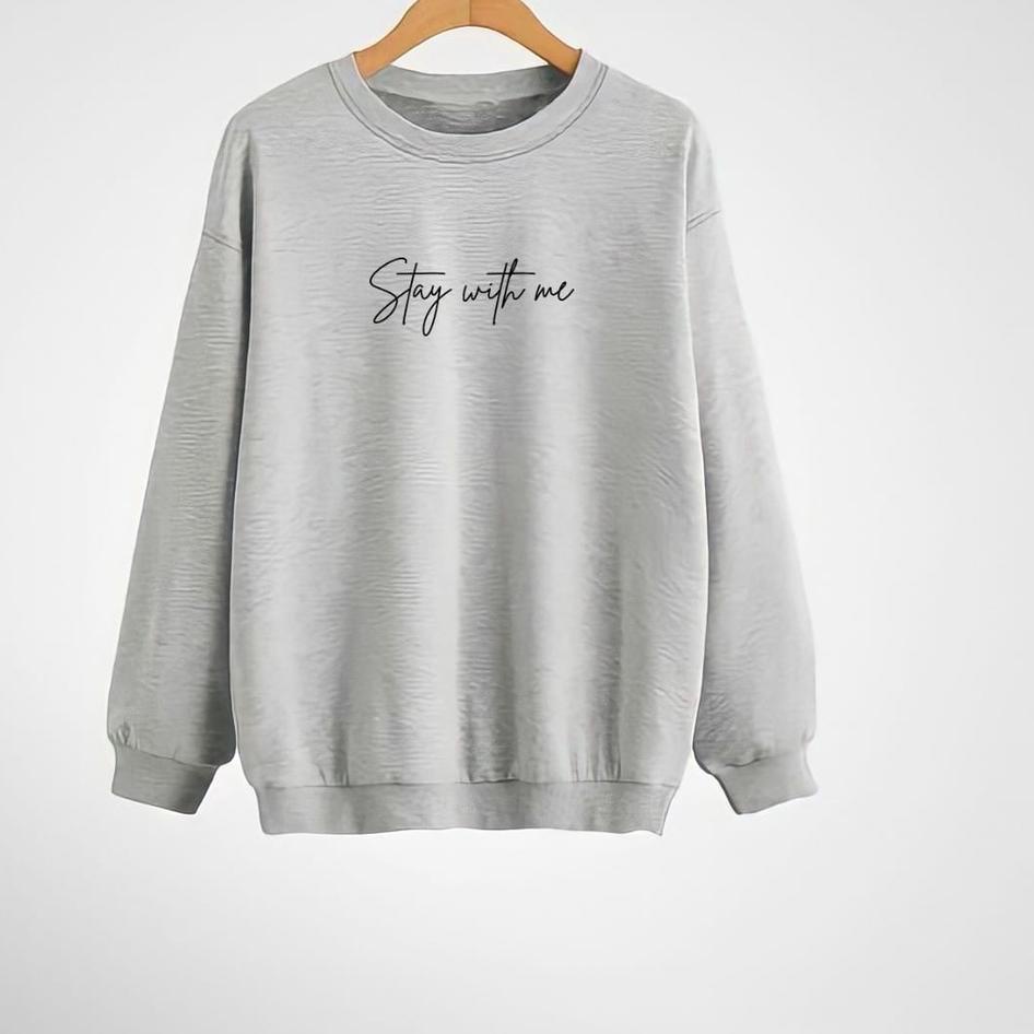 (SIAP KIRIM) Crewneck Pria Wanita Stay With 2 Me Basic Sweater Japan sweater kerah tinggi pria xxl c