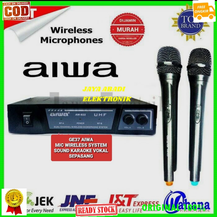 G37 AIWA NAIWA MIC WIRELESS DUAL MIK WIRELES SEPASANG MIKROPON MIKROPHONE DISPLAY SOUNDBEST MICROPHO