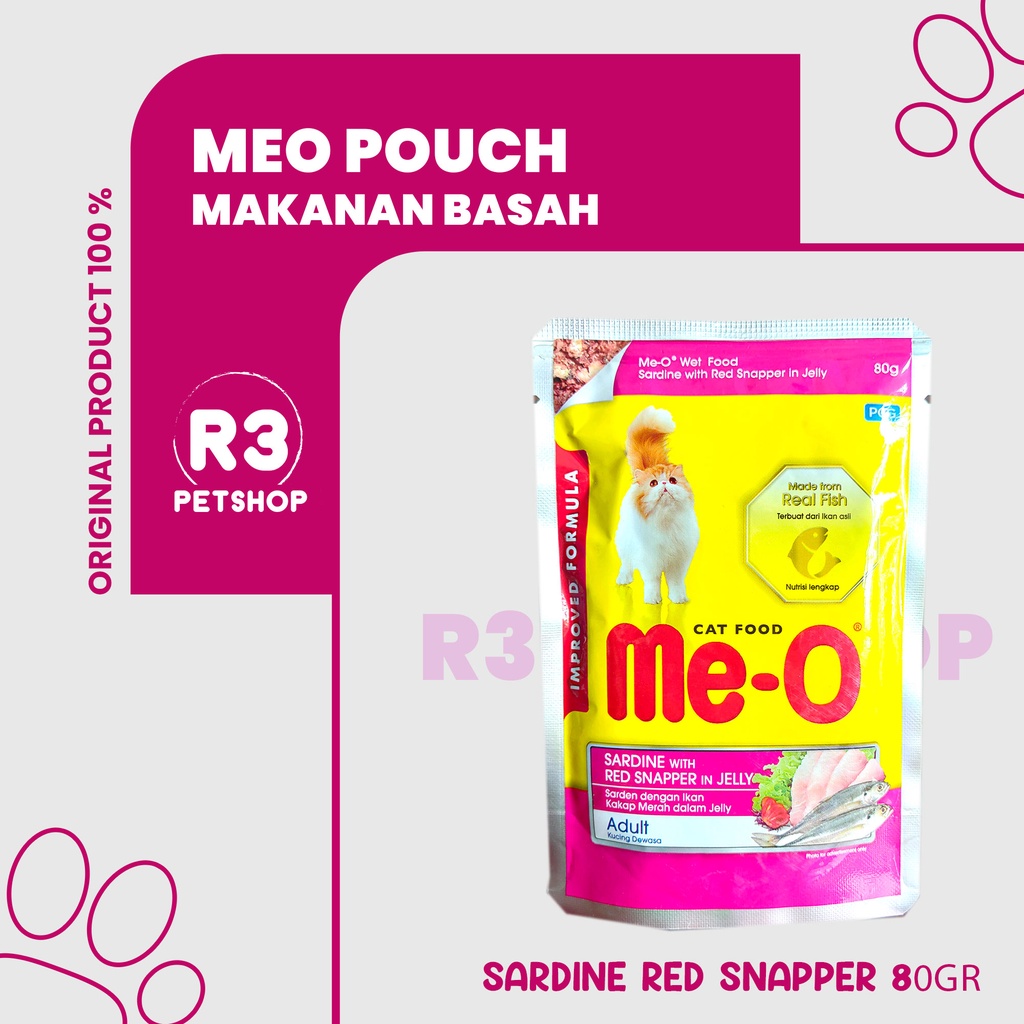 Makanan Kucing basah MEO pouch Adult &amp; Kitten All Variant 80 gr