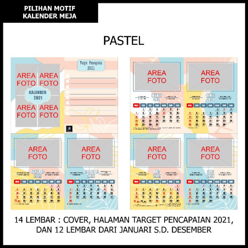 KALENDER MEJA FOTO CUSTOM 4 PILIHAN TEMA