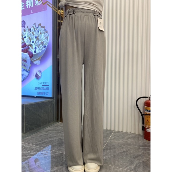 JOSHIN Celana Kulot Wanita Silky Rib - Cullote Pants Button