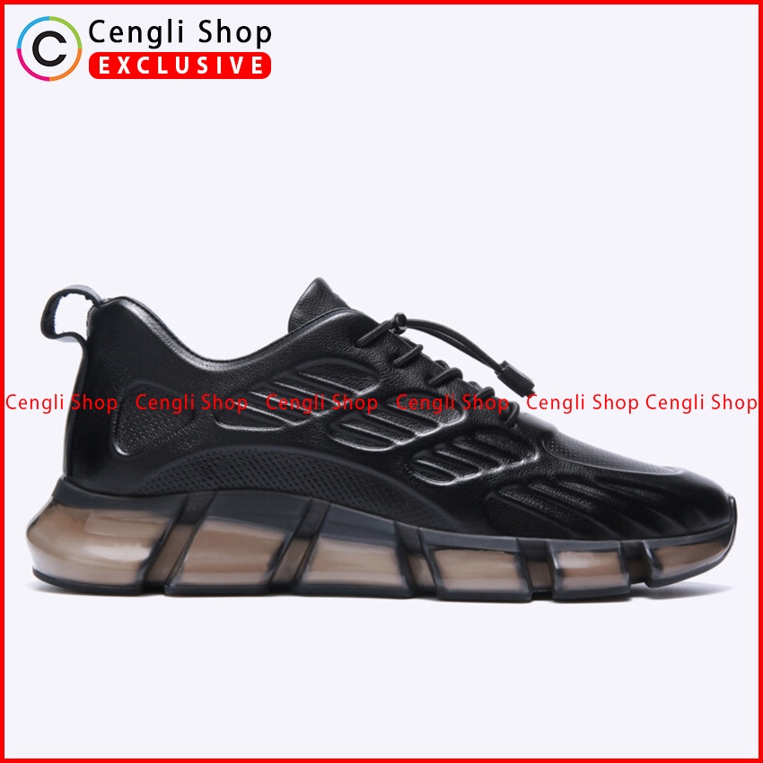 SEPATU SNEAKER EVERBEST PRIA ORIGINAL CASUAL KULIT ASLI HITAM EM82