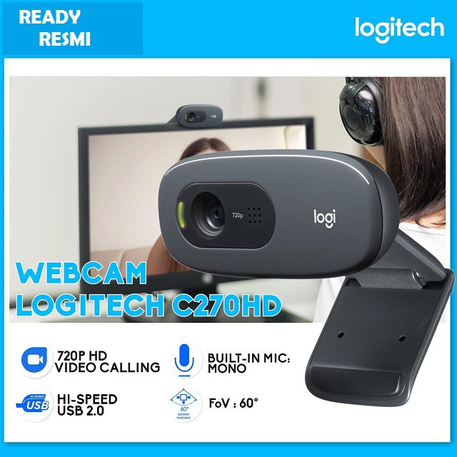 Webcam Logitech C270 HD 720p/30fps/Klip/Fixed Focus Resmi