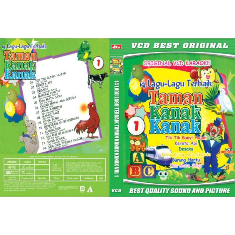 KASET VCD LAGU Taman Kanak-kanak 14 Lagu TERBAIK Karaoke