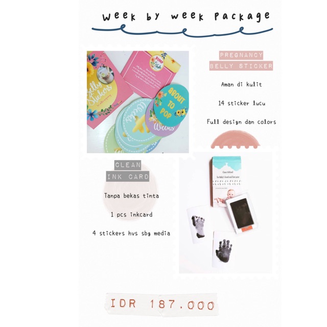 

WEEK BY WEEK PACKAGE -- Pregnancy belly stickers dan Clean ink card