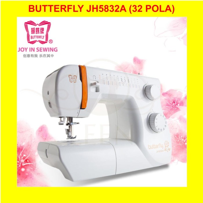 Mesin Jahit Portable BUTTERFLY JH 5832A 32 Pola Multifungsi ORI JH5832A LEEN