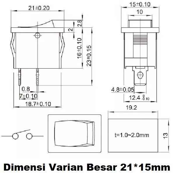 Saklar rocker switch ON-OFF Hitam 2pin - Switch Hitam ON-OFF 2 kaki