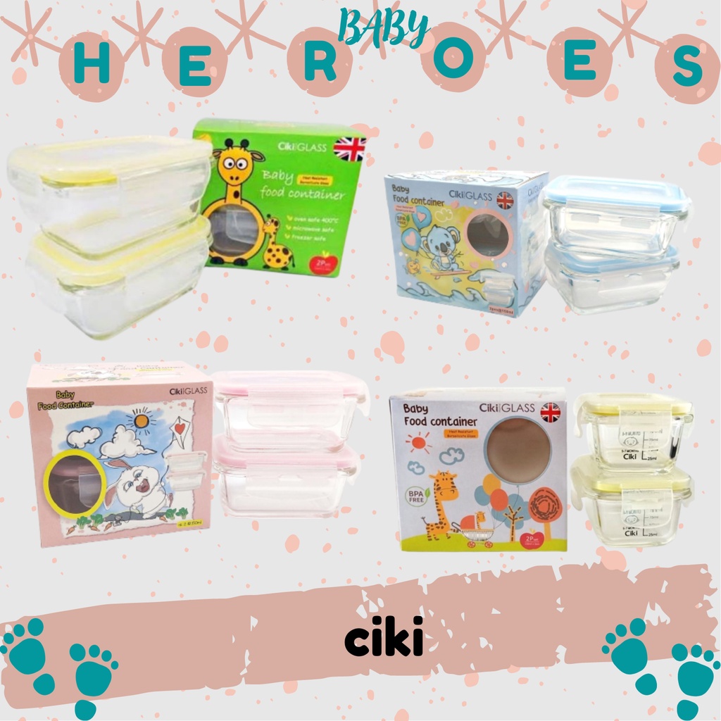 CIKI Glass Baby Food Container Wadah Kaca Mpasi 150ml Isi 2