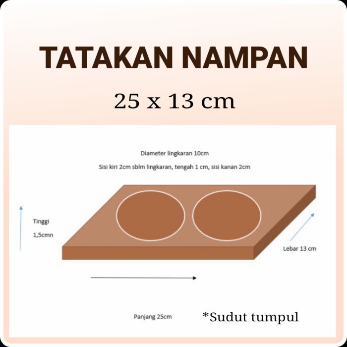 Tatakan nampan kayu wooden tray coaster 25x13 tatakan cangkir gelas - Kayu mahoni