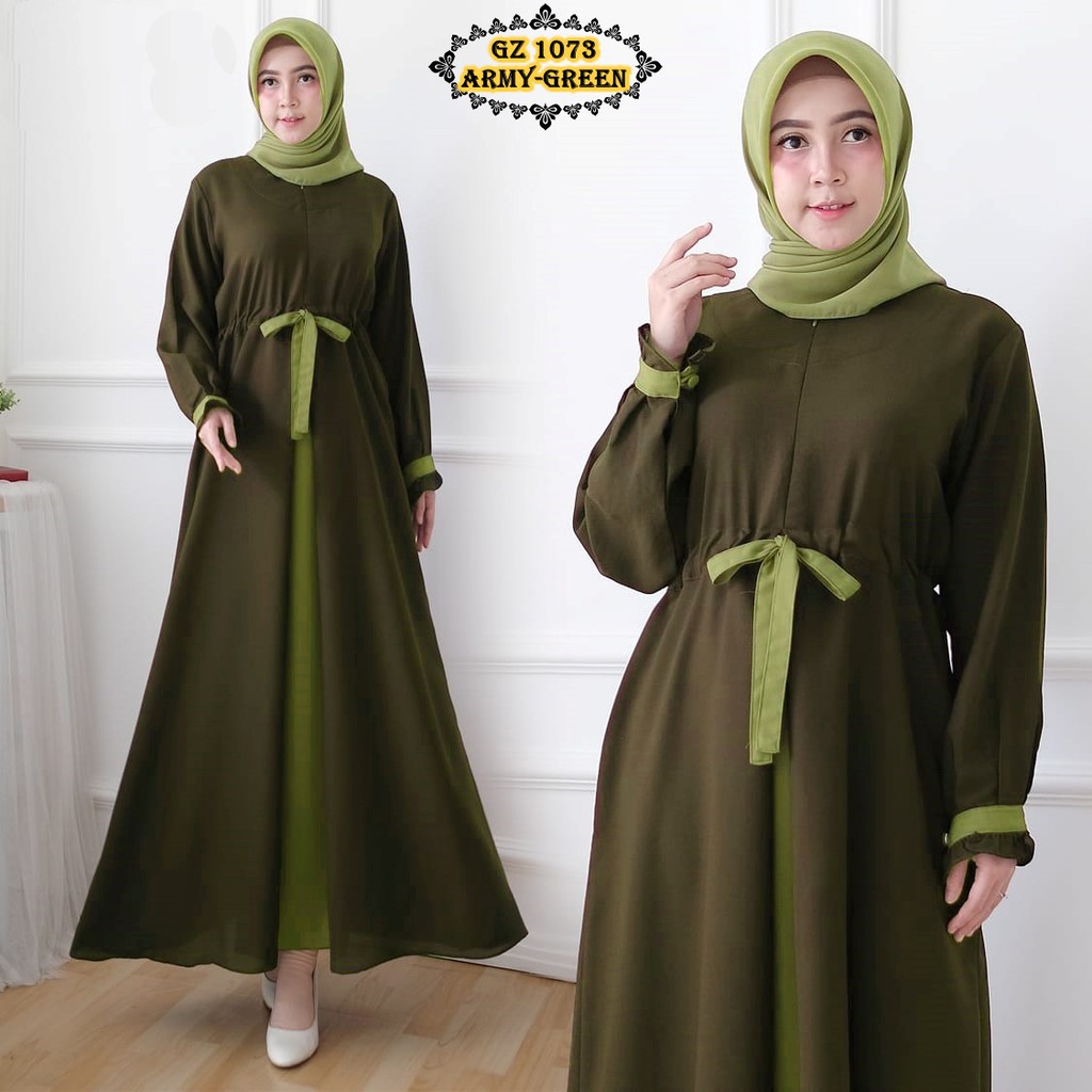 20 Inspirasi Model  Gamis  Warna  Army Kombinasi  Naana Banaana