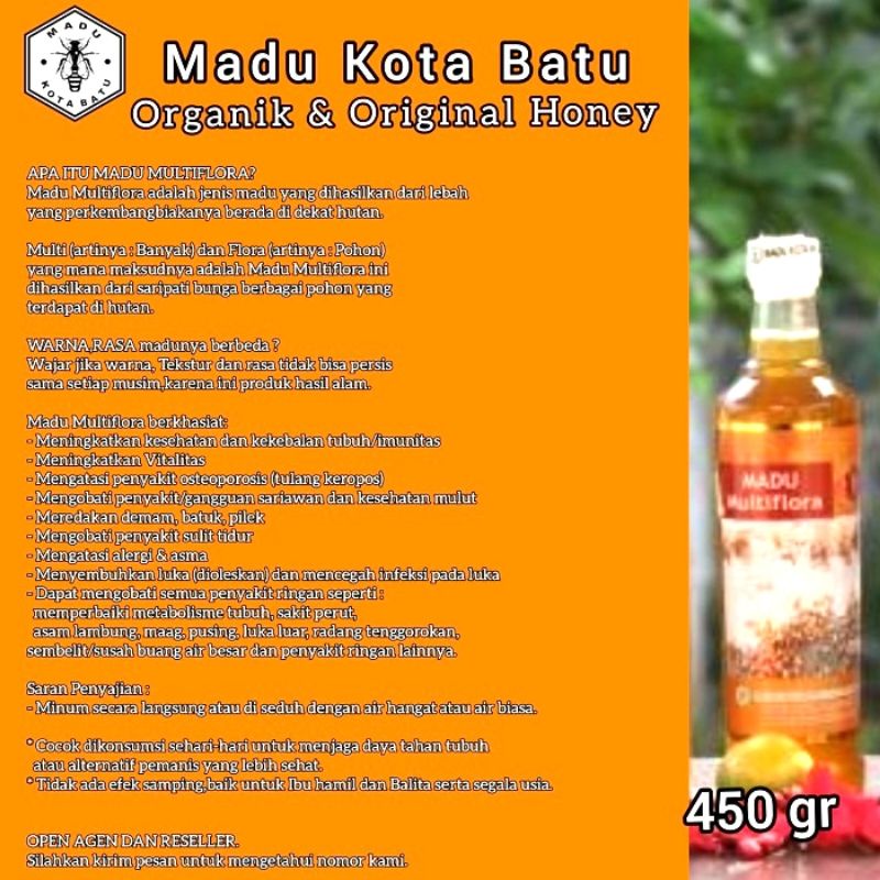 

Madu Asli Multiflora 4 Nektar Bunga Botol Kaca 450 gr