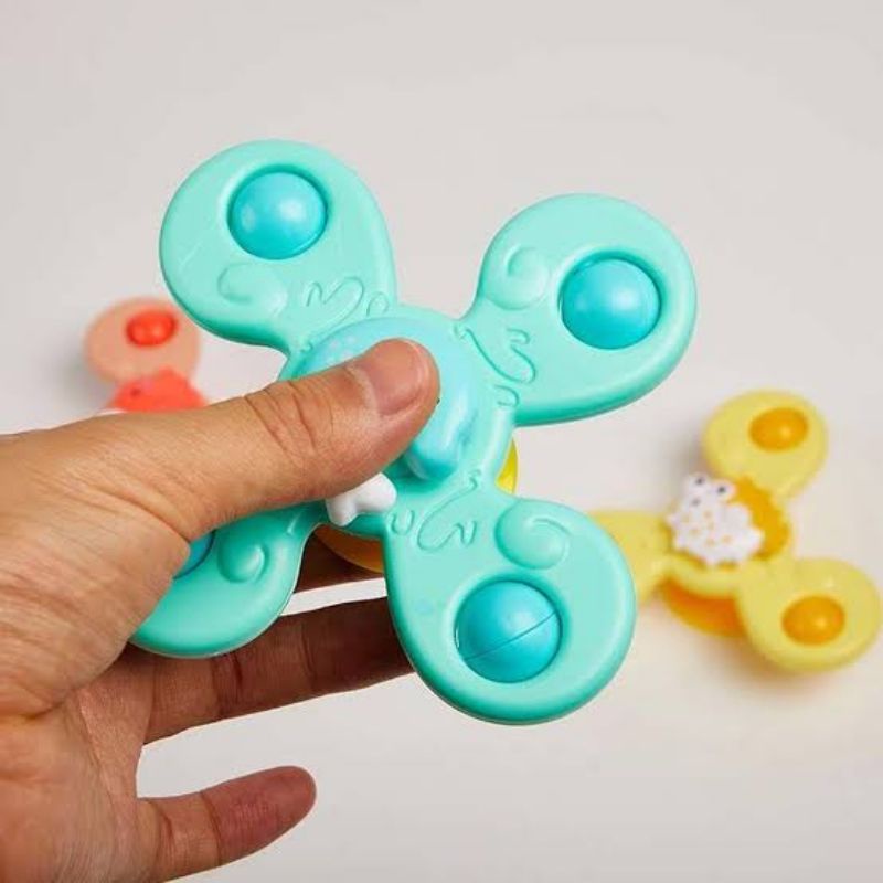 mainan anak baby toy toys fidget spinner bayi with suction montessori spiner edutoys sensory skill motorik belajar anti bosan di mobil kaca car bored cewek cowok laki perempuan hadiah kado mainstream teether bpa free viral mainan mandi bath toy toysk