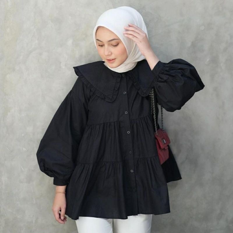 BEFAST - ZRD OOTD Wanita Blouse SOYEOH / LAMIA BLOUSE / Blouse fashion Kerja Wanita / Blouse Lengan Balon / Lengan Panjang / Atasan Casual Wanita / Blouse Remaja Kekinian