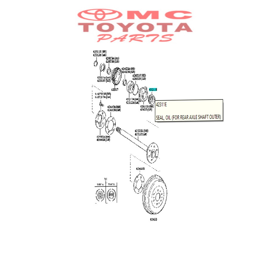 Seal Oil Roda Belakang Toyota Fortuner Hilux Innova 90313-T0001