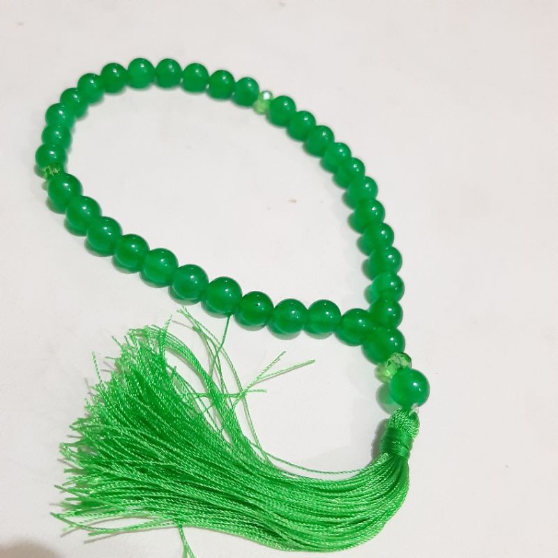 TASBIH BATU GIOK IJO KRISTAL 8MM 33BUTIR