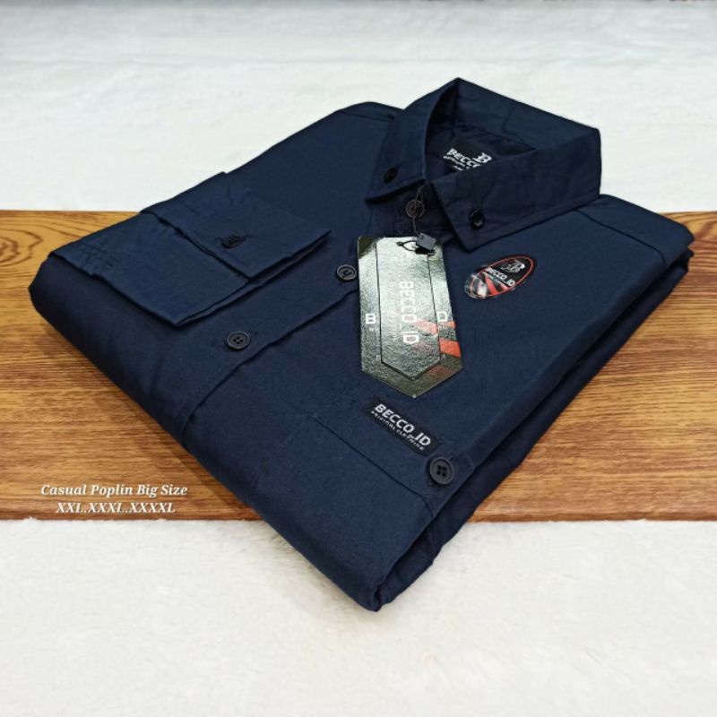 Kemeja Polos JUMBO SUPER BIG SIZE BECCO_ID Lengan Panjang Original-Kemeja Cowok Distro-Kemeja Murah 