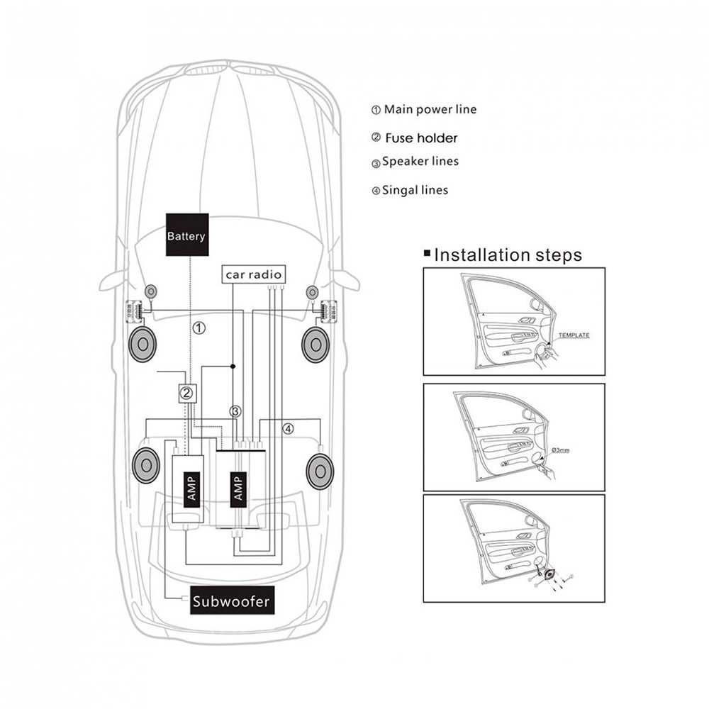 Speaker Mobil spiker pintu sepasang kanan kiri HiFi 4 Inch 250 W 2 PCS