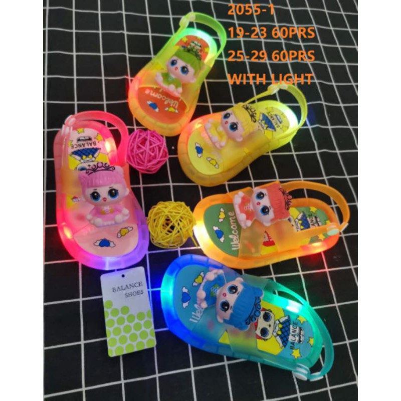 Sandal Selop Jelly LED Lampu Tali Belakang karakter Lol