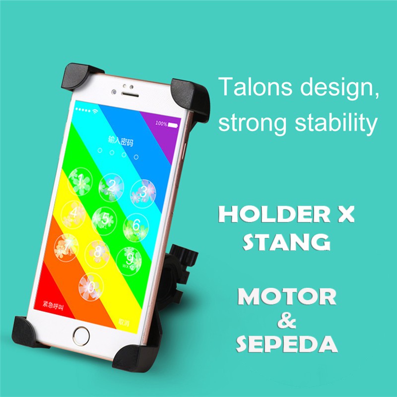 Holder HP Bracket X Stang Sepeda Motor untuk Dudukan Handphone