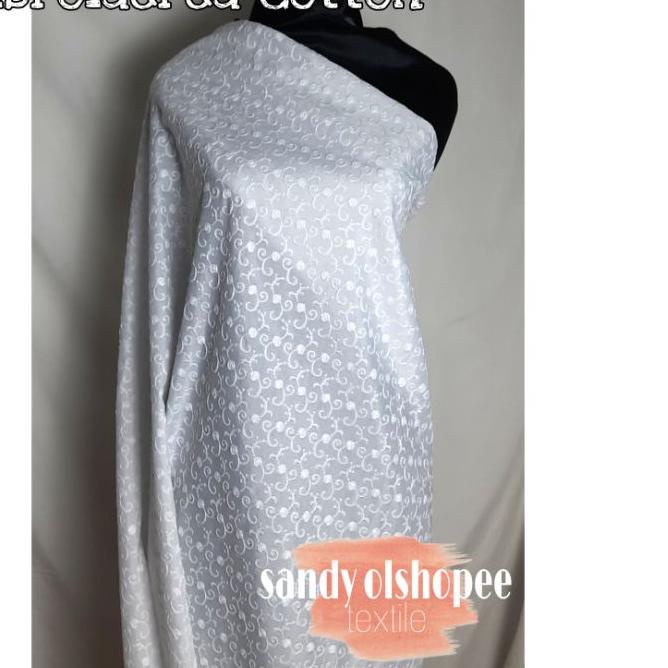 「TREN BARU」 0,5 meter Kain Katun Bordir Bahan Mukena / Embroidered Cotton / Embroidery Cotton GROSIR