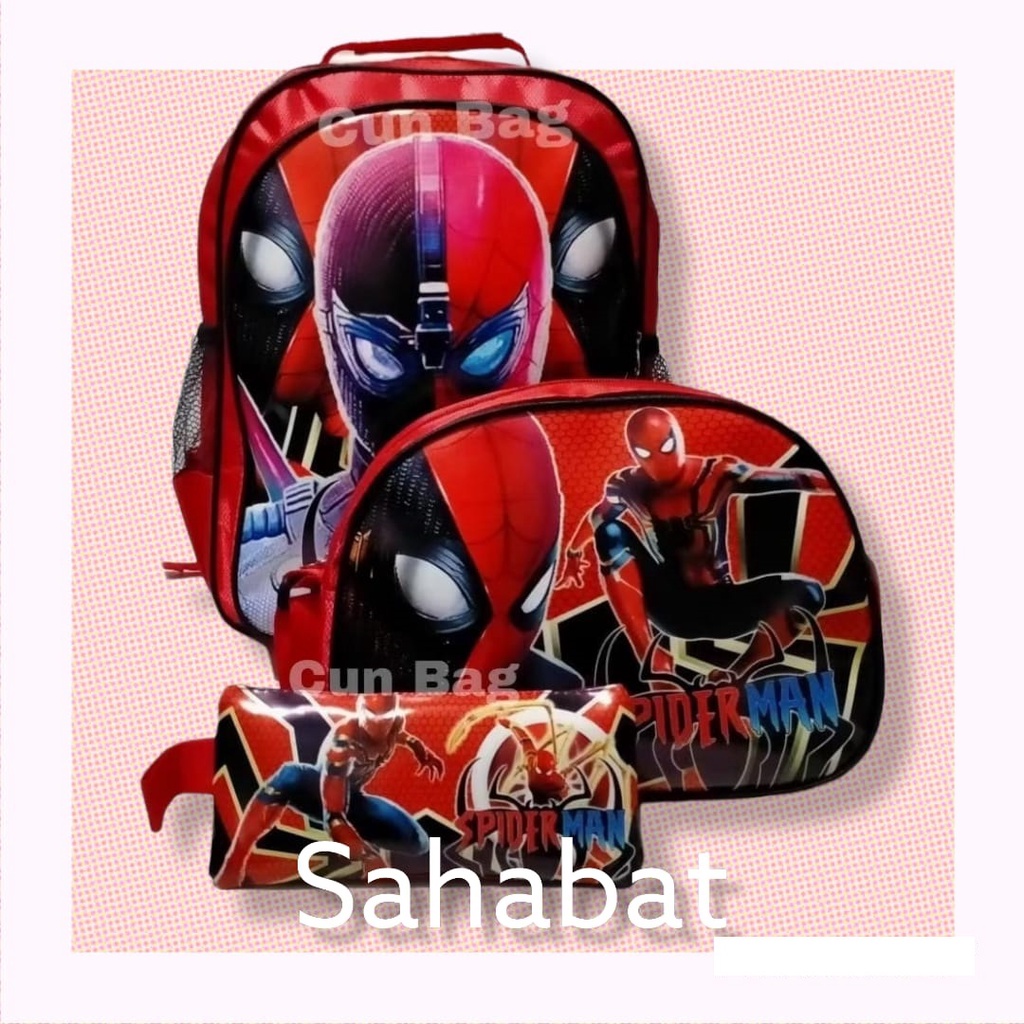 Sahabat Spiderman Paket Tas Ransel Anak Sekolah Laki Laki TK/PAUD dan SD