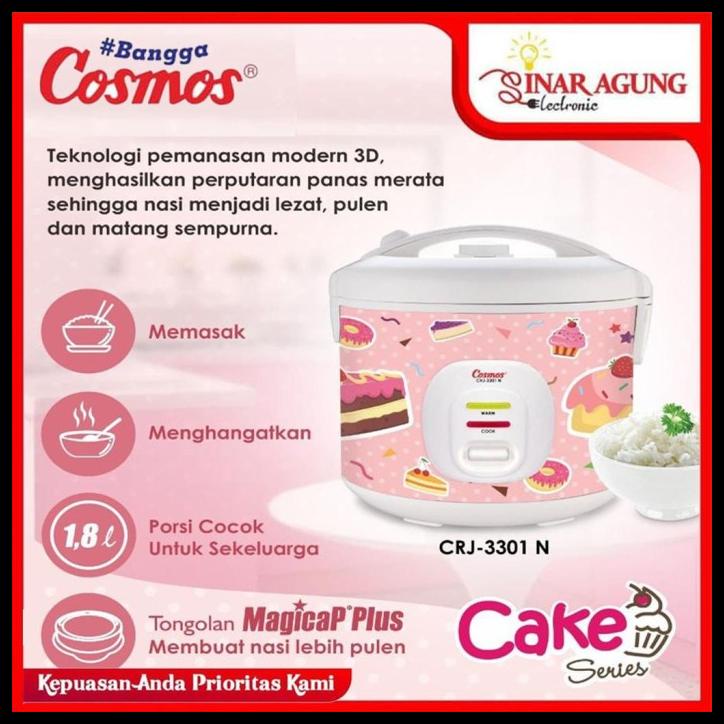 Magic Com Cosmos Crj3301Nc / Crj 3301Nc 1,8 Liter Nonstick 100% Ori