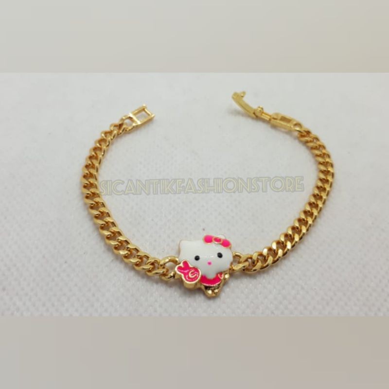 gelang rantai titanium anak-anak Terlaris anti Karat lapis emas tidak luntur bagus murah mewah lucu