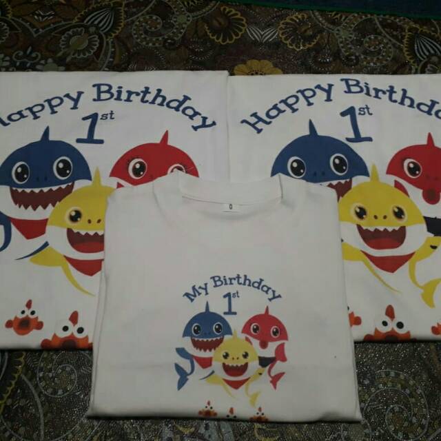 Kaos Couple Baby Shark Ultah Anak | Kaos Couple Family | Kaos Baby Shark Murah
