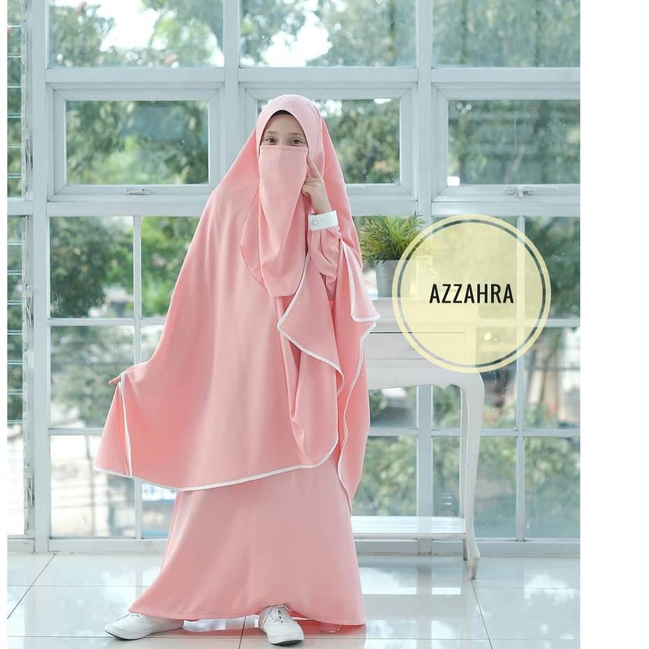 ➵ Azzahra Kids Syar'i + Jilbab Free Cadar 8-10 Tahun / Gamis Anak Perempuan Terbaru / Murah / Muslim