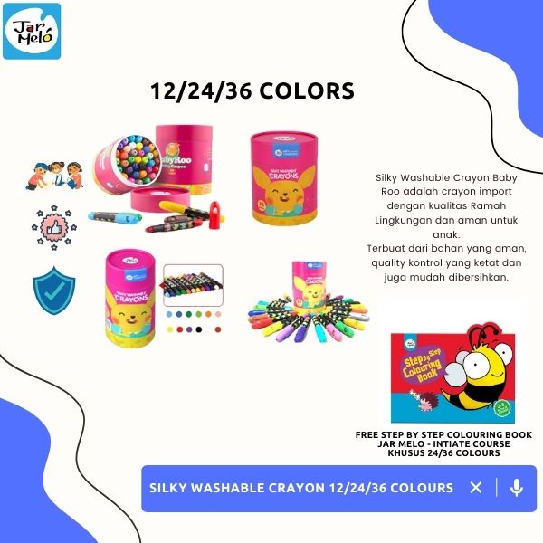 

SILKY WASHABLE CRAYON - BABY ROO 12/24/36 COLORS / WASHABLE KRAYON
