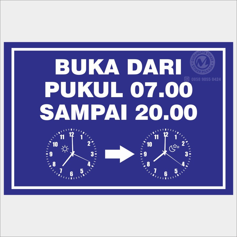 

STIKER VINYL JAM BUKA TOKO (CUSTOM TULIS DI CHAT/CATATAN)