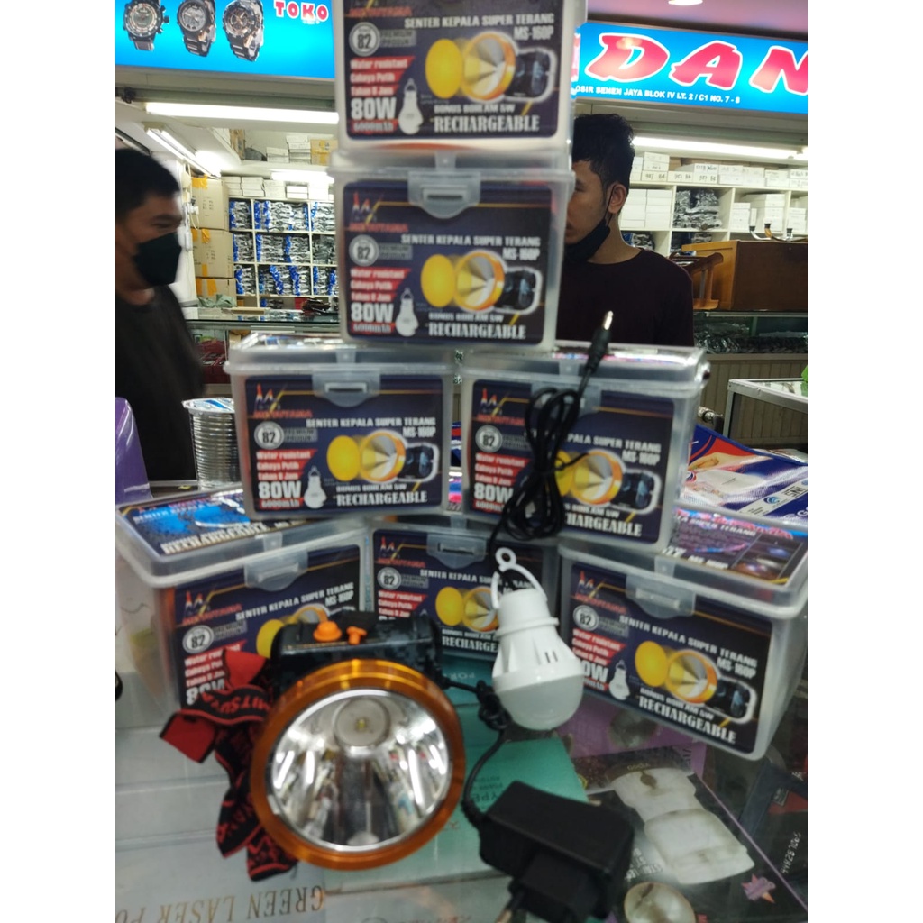 SSenter Kepala LED  * Mitsuyama   * MS-160P / JINLONG JL-80  * Led super terang  * Cahaya Putih   * Anti air  * Bonu