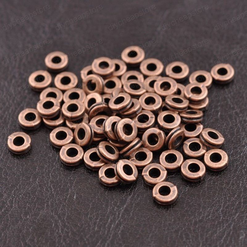 10Pcs Manik-Manik Spacer Bulat Bahan Metal Warna Silver Ukuran 6Mm