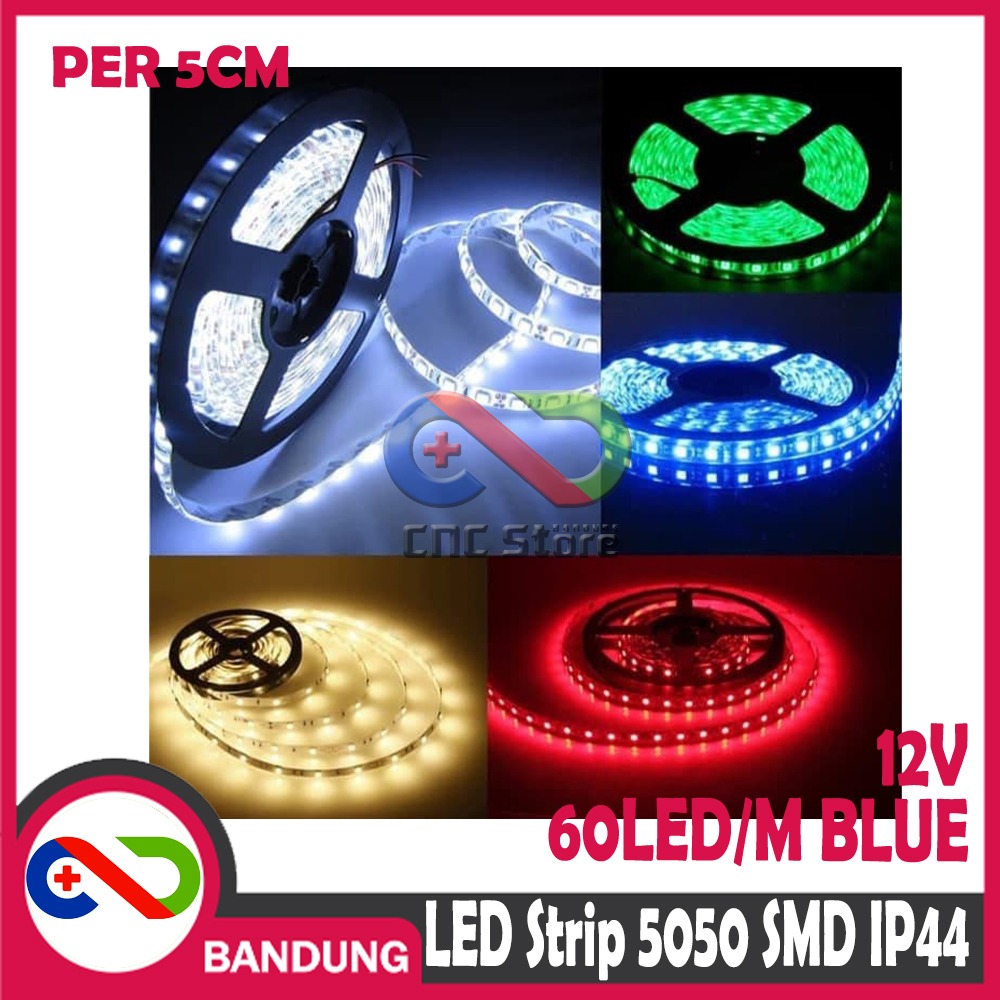 LAMPU LED STRIP LIGHT BIRU 5050 SMD IP44 OUTDOOR 5 CM WATERPROOF