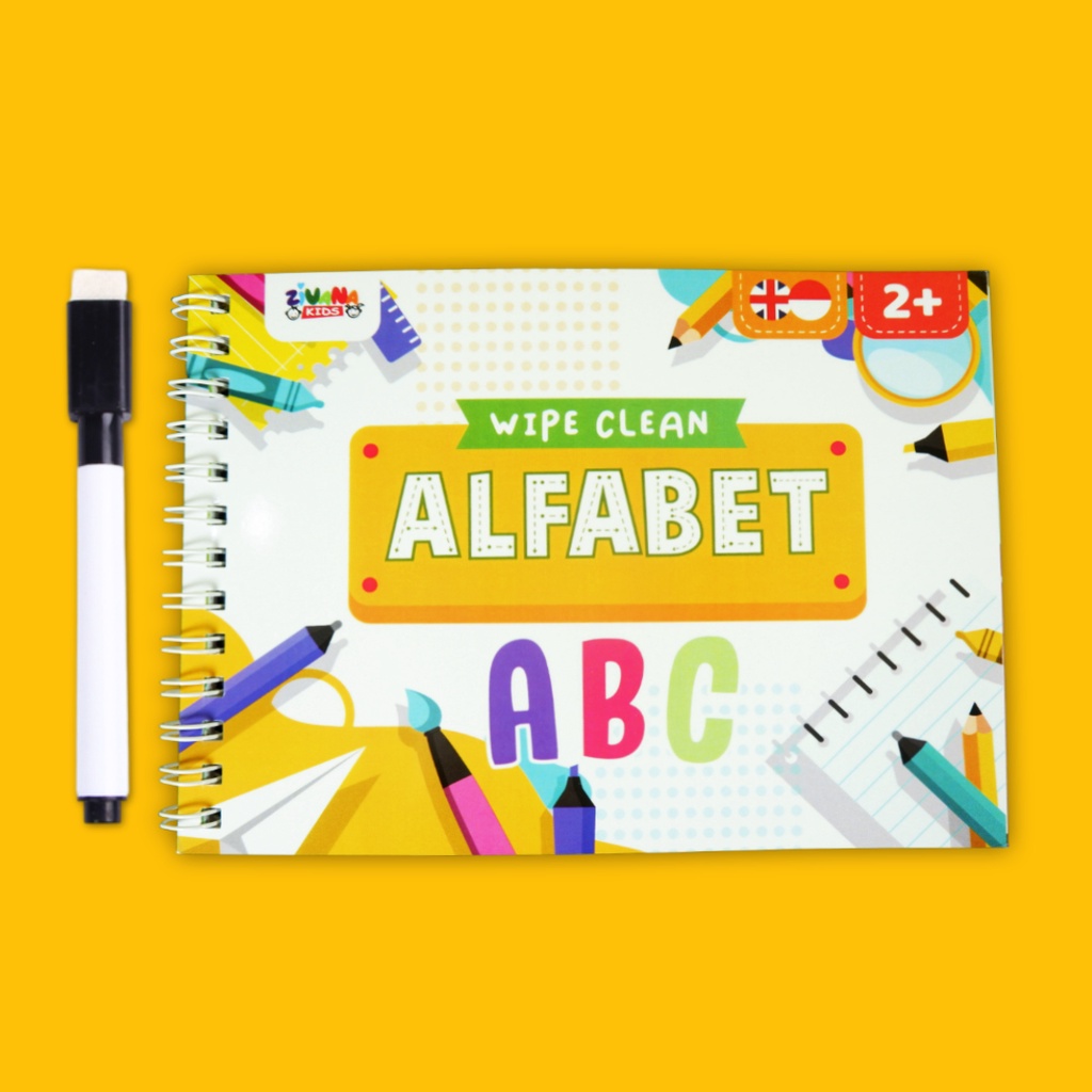 

Zivana Kids - Wipe Clean Book Huruf Alfabet - Activity Book - Buku Aktivitas Edukasi Anak - Belajar Menulis Membaca Huruf Alphabet ABC \ Hijaiyah \ Belajar Berhitung Angka \ Hewan \ Transportasi \ Warna Bentuk - Anak 2-3 Tahun Paud TK Toodler Preschool