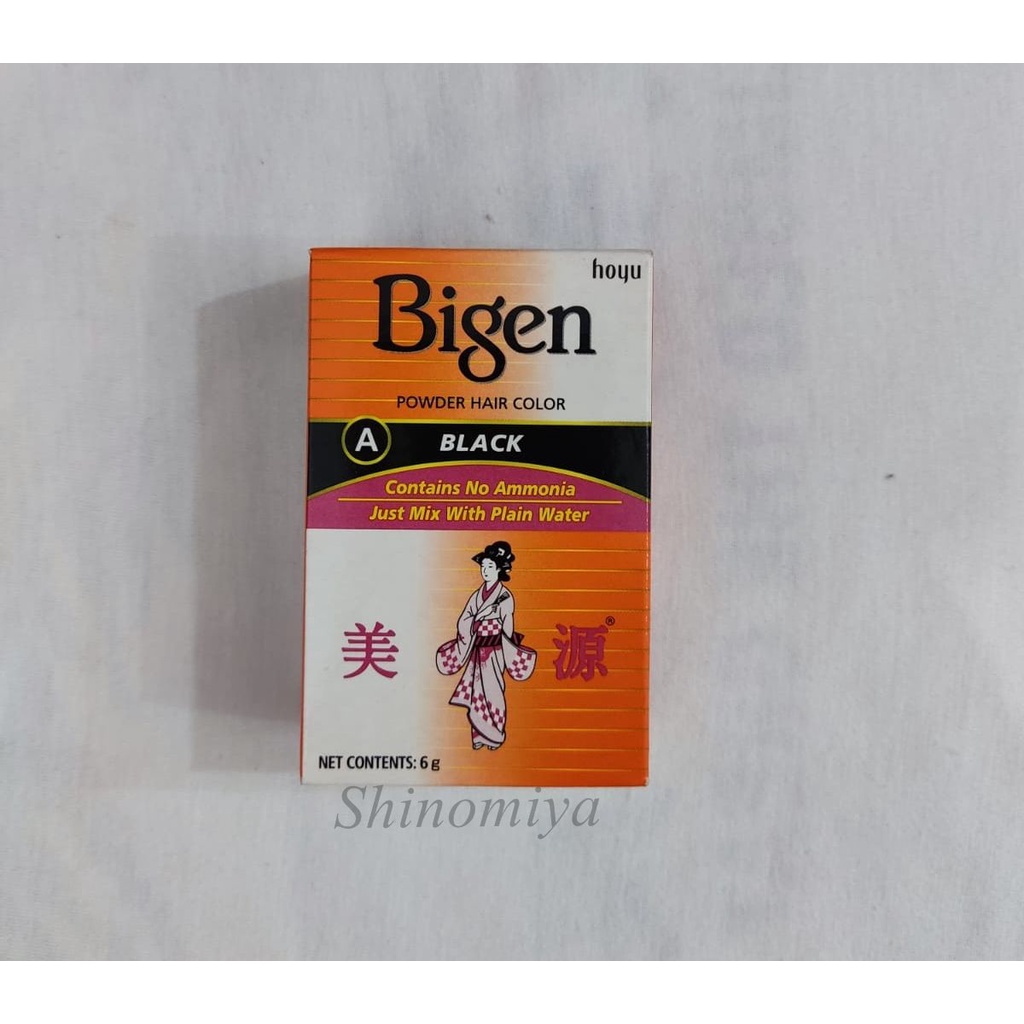 [Shinomiya Store COD] Bigen Powder Hair Dry Black 6 Gram Semir Rambut Pria Hitam
