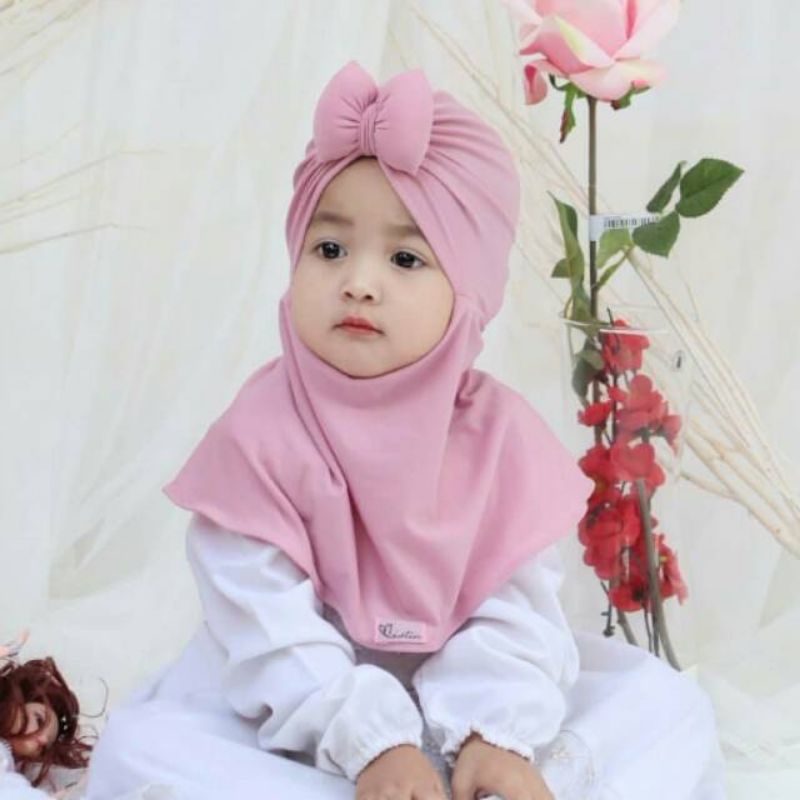 hijab anak atina pita 0-3tahun// hijab instan anak perempuan