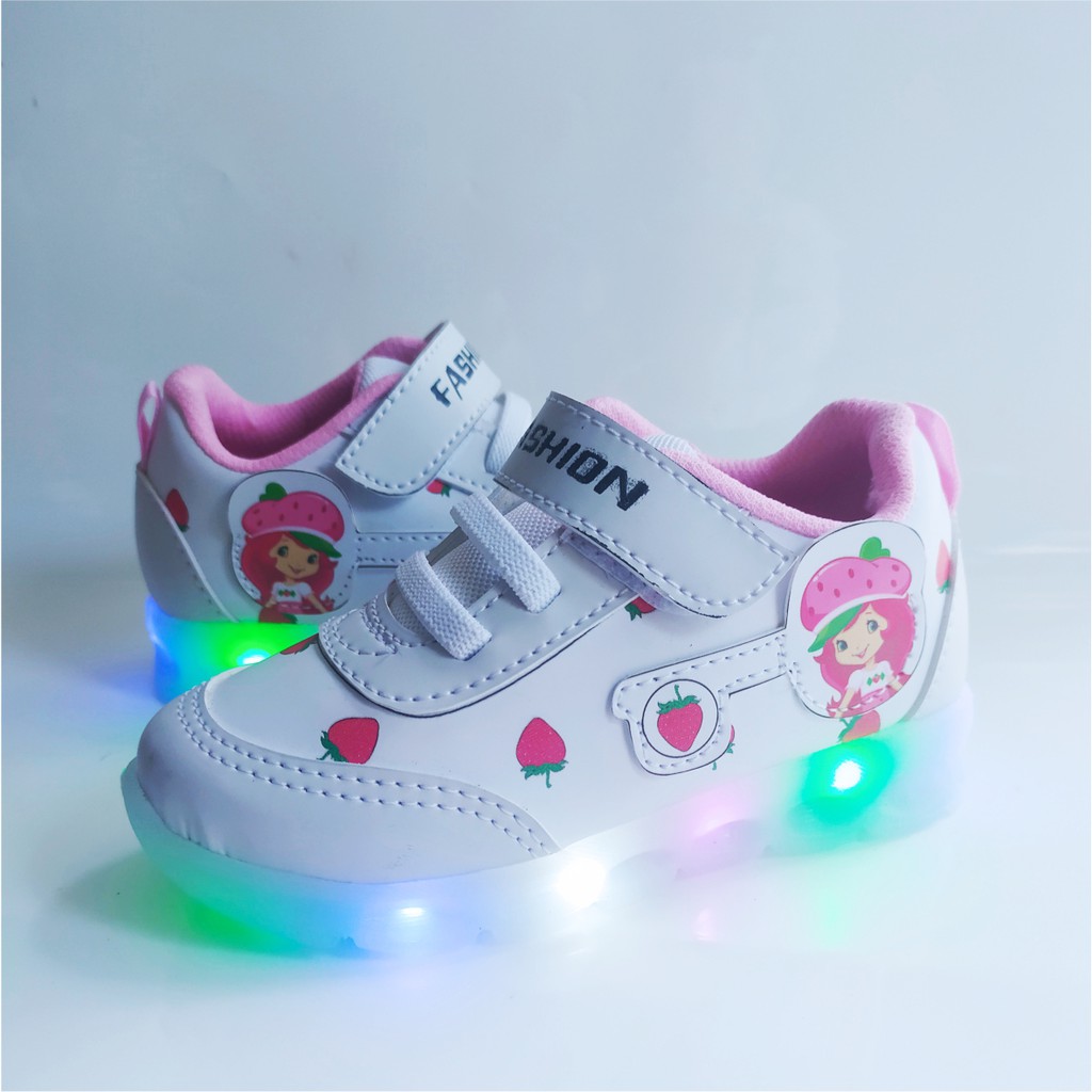 SEPATU cantik led anak PEREMPUAN CANTIK PINK BISA COD 1-7 -GADIS STRAWBERY