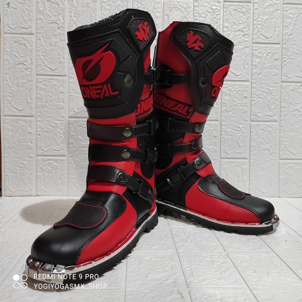 sepatu trail cross oneal protector terlaris hitam merah