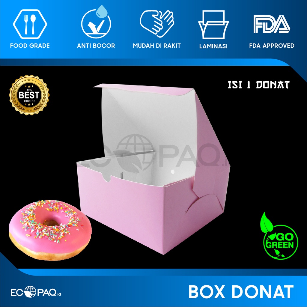 Box Donat - Kotak Donat - Dus Donat Donut - PINK- Isi 1 (50 pcs)