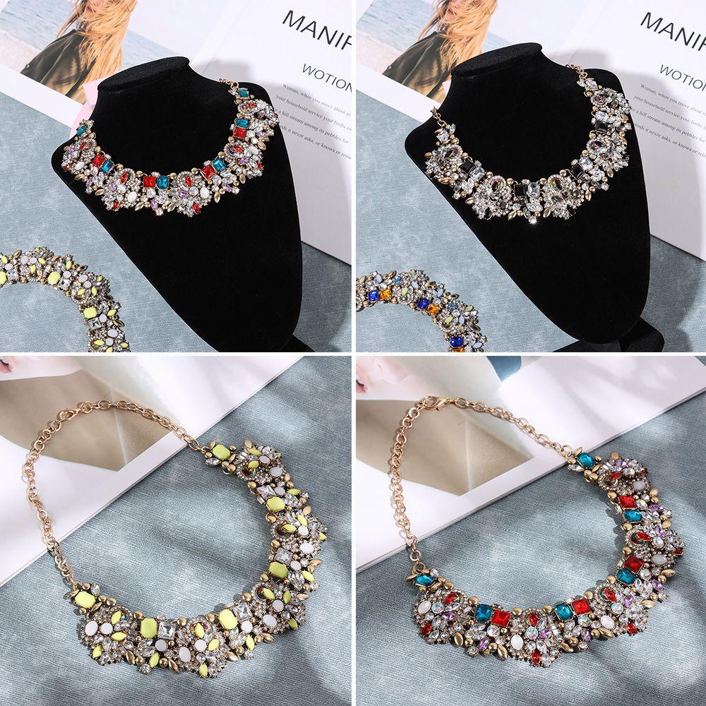 PREVA Rhinestone Big Bib Necklace Fashion Accessories Shiny Gift Luxury Wedding Jewlery Exaggerated Big Collar Necklace