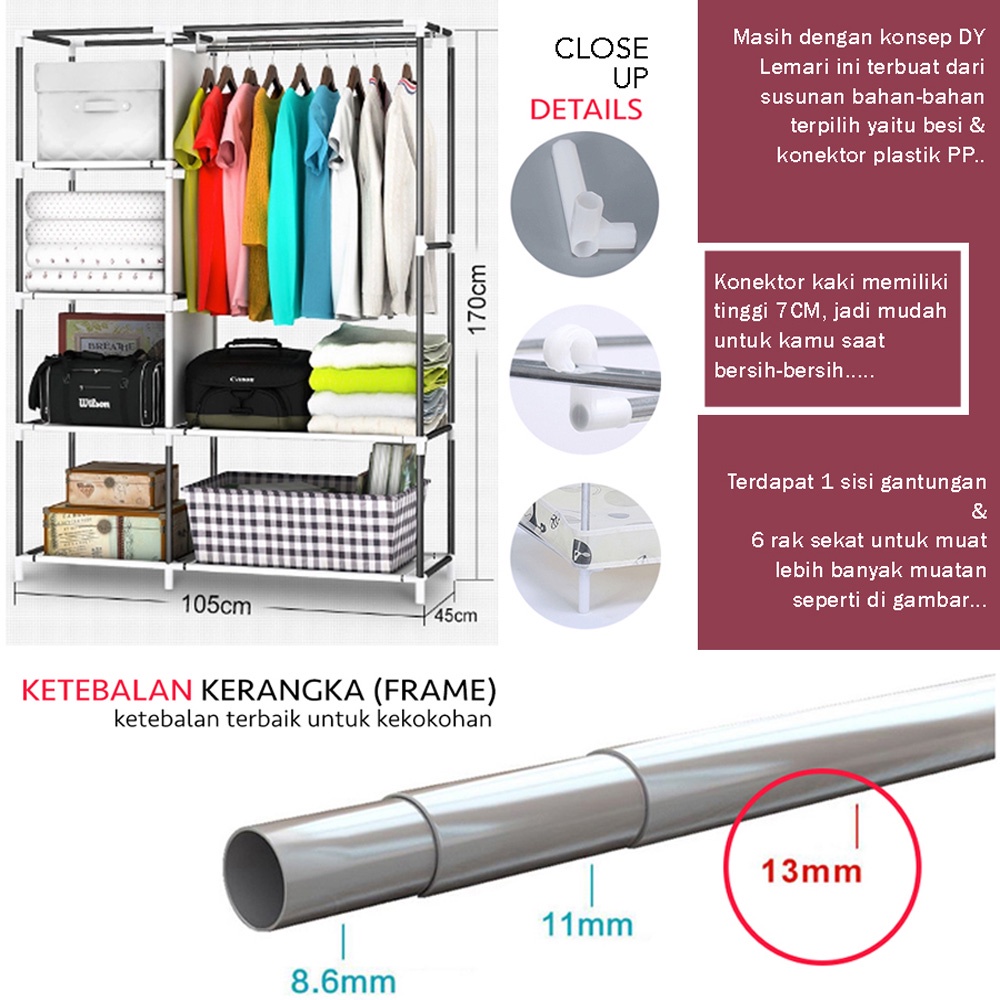 Lemari Kain Gambar 3D Karakter Printing Buka Samping Non Woven