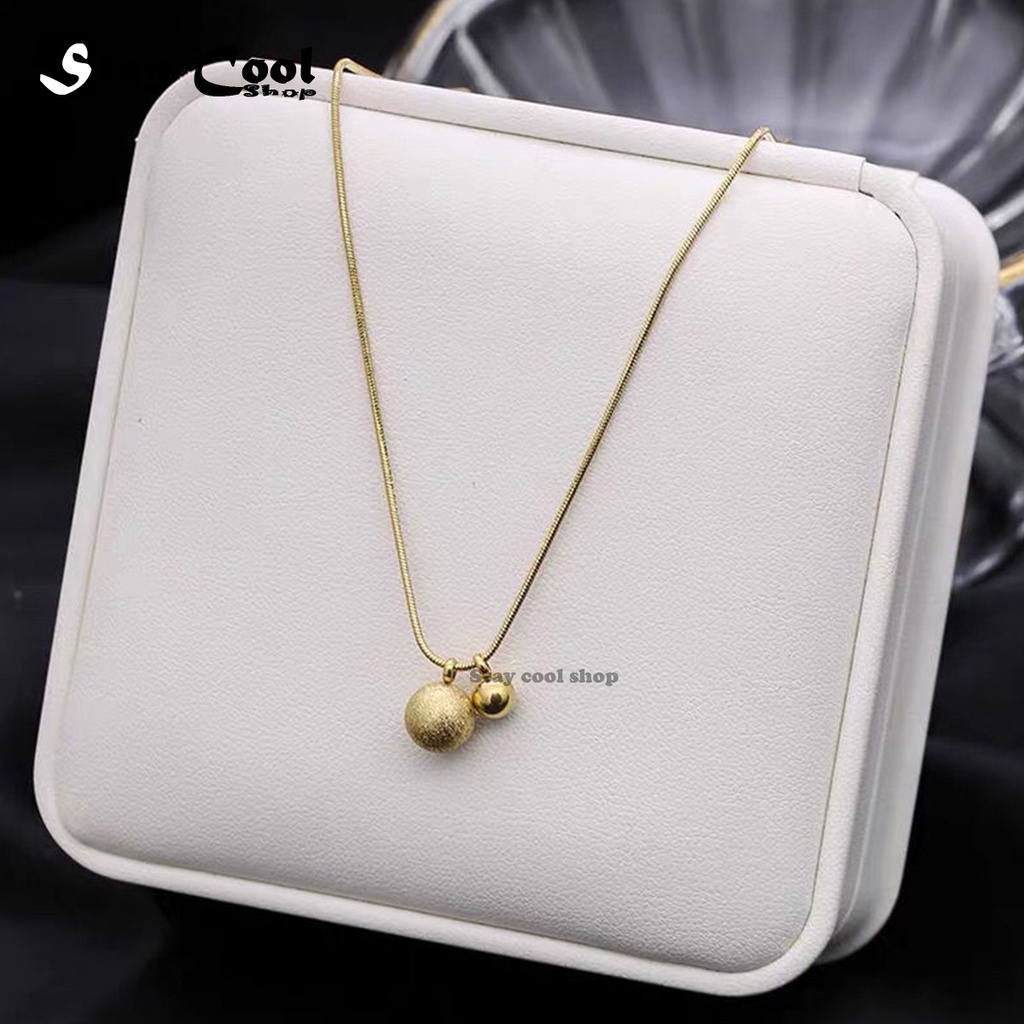 [ Bayar Ditempat ] Kalung Titanium Gold Anti Karat Liontin Bola Pasir Juntai / Accesories Wanita Kalung Korean Style Import / Kalung Titanium Asli Ori / Kalung Kupu Kupu Aesthetic